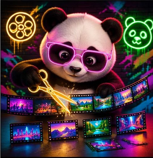 Panda schneidet kurze Video-Snippets