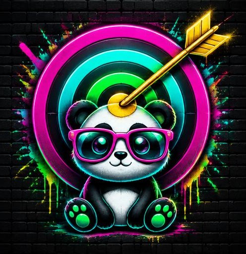 Panda vor einer Zielscheibe